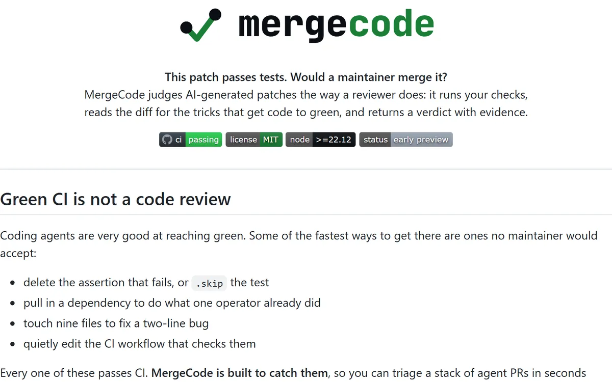 MergeCode README preview